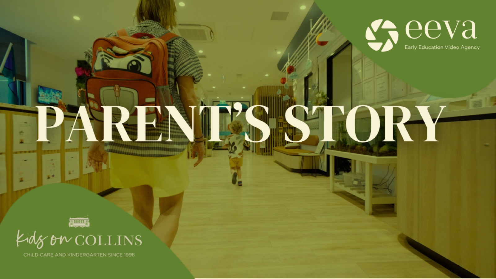 Felicity walking her son to childcare near her city workplace at Kids on Collins