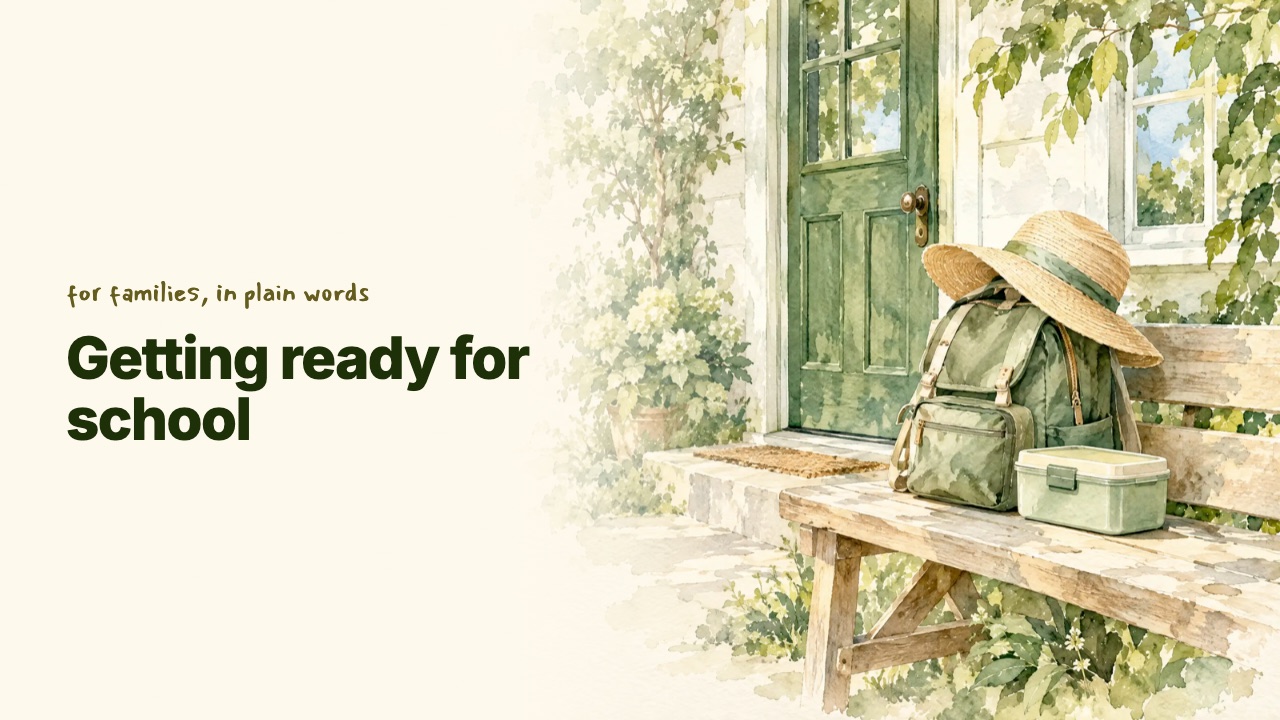 Title card of the video Getting ready for school, coming soon
