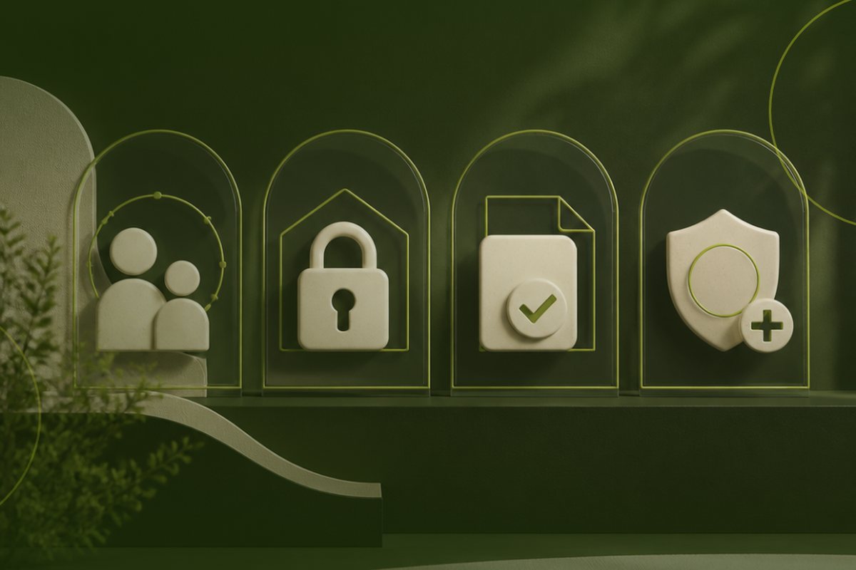 Four lit arches holding icons for supervision, entry, consent and incident practice