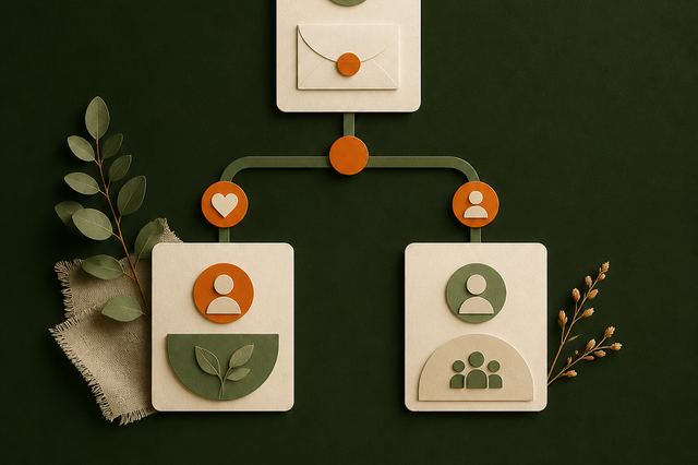 Illustration of a review response branching into a thank-you path and a director follow-up path